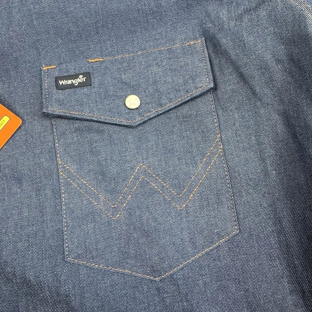 Wrangler Denim Pearl Snap Western Work Shirt Mens 2XL Cowboy Long‎ Sleeve NWT